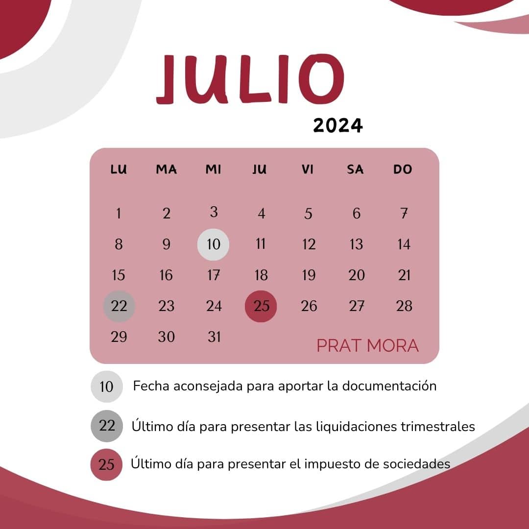 Calendario de obligaciones fiscales de julio de 2024